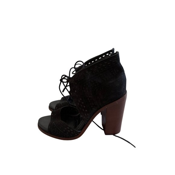 GIANNI BINI Black Laceup Peeptoe Heels Size 7 - Picture 7 of 9